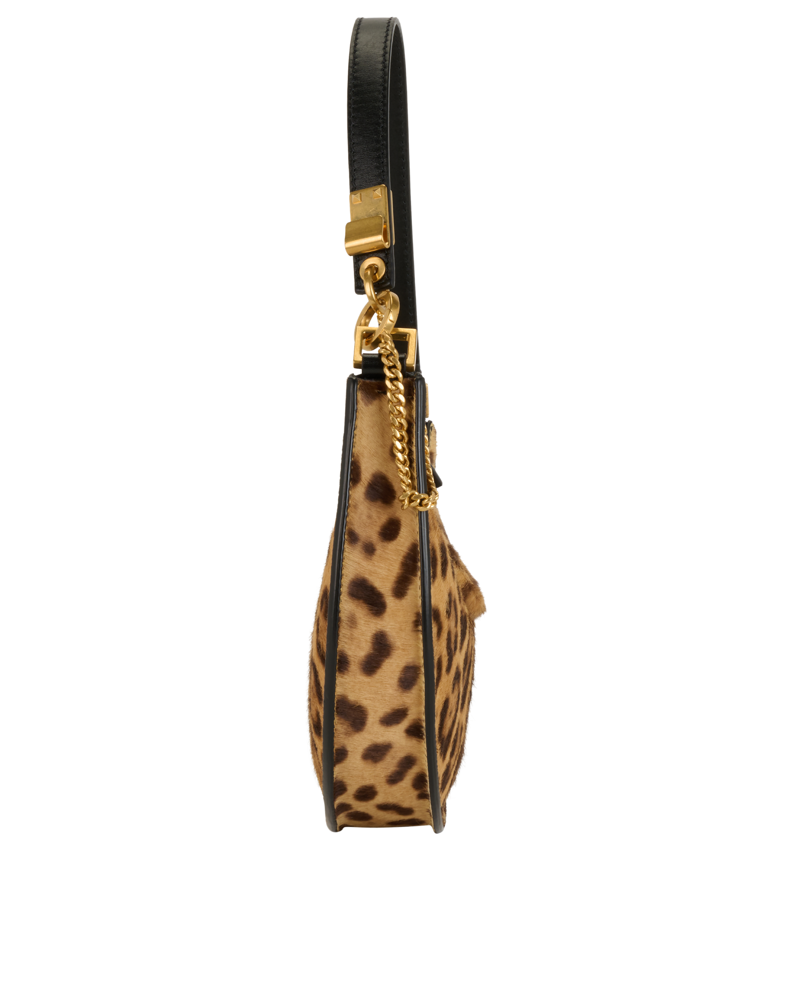 Leopard Print Shoulder Bag, &pound;650, Handbags, Brown, Pony / Calfhair, Side view